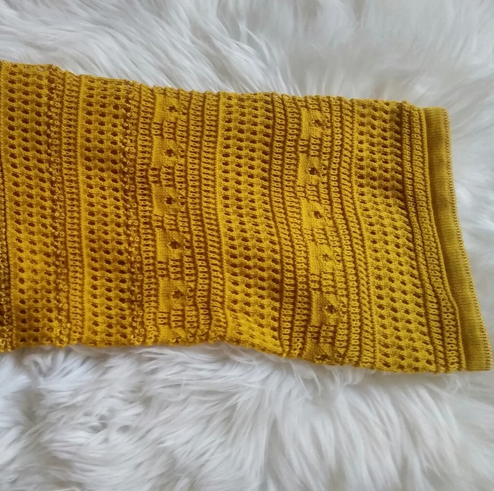 Cotton Emporium Pointelle Boat Neck Gold Sweater